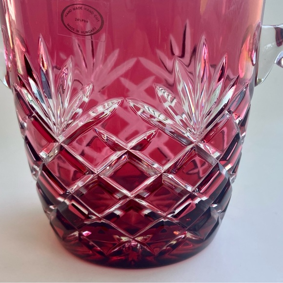 AJKA Ruby Red Crystal  Handled Ice Bucket - Picture 6 of 12